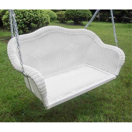 INTERNATIONAL CARAVAN Resin Wicker Hanging Loveseat Swing, White 3183-WT